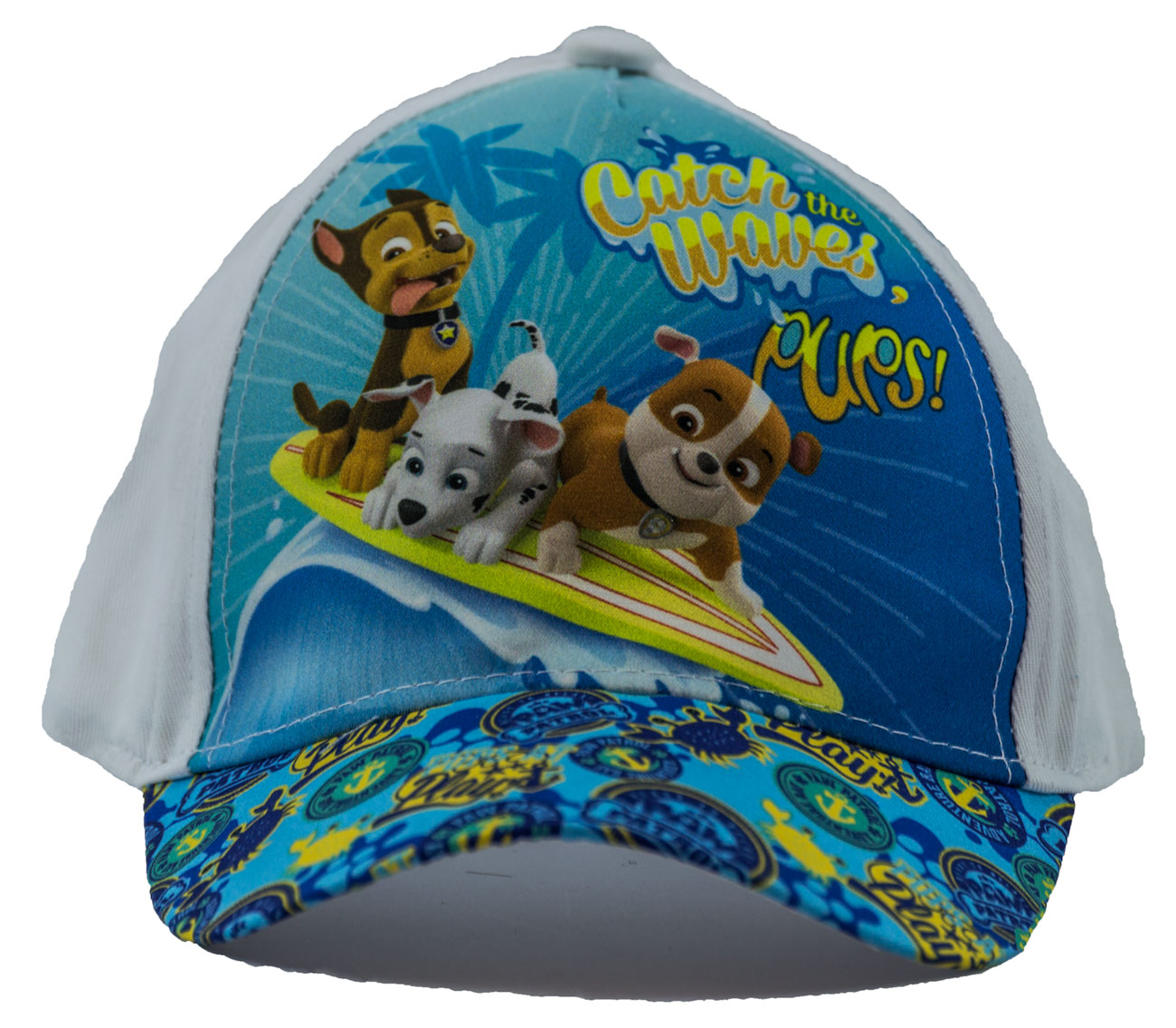 Paw Patrol Baseball Cap, Mütze mit Hunden Chase, Rubble und Marshall in weiß, Klettverschluss, Größe 52 oder 54 für Kinder, Auswahl