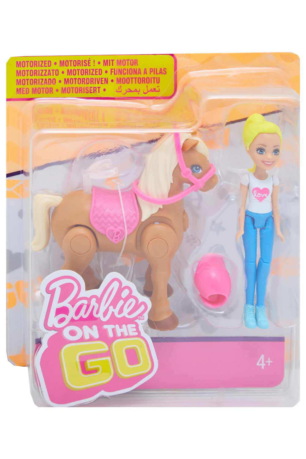 bewegliche Barbie-Figur und elektr Barbie On the Go Freizeitpark-Set Pony NEU 