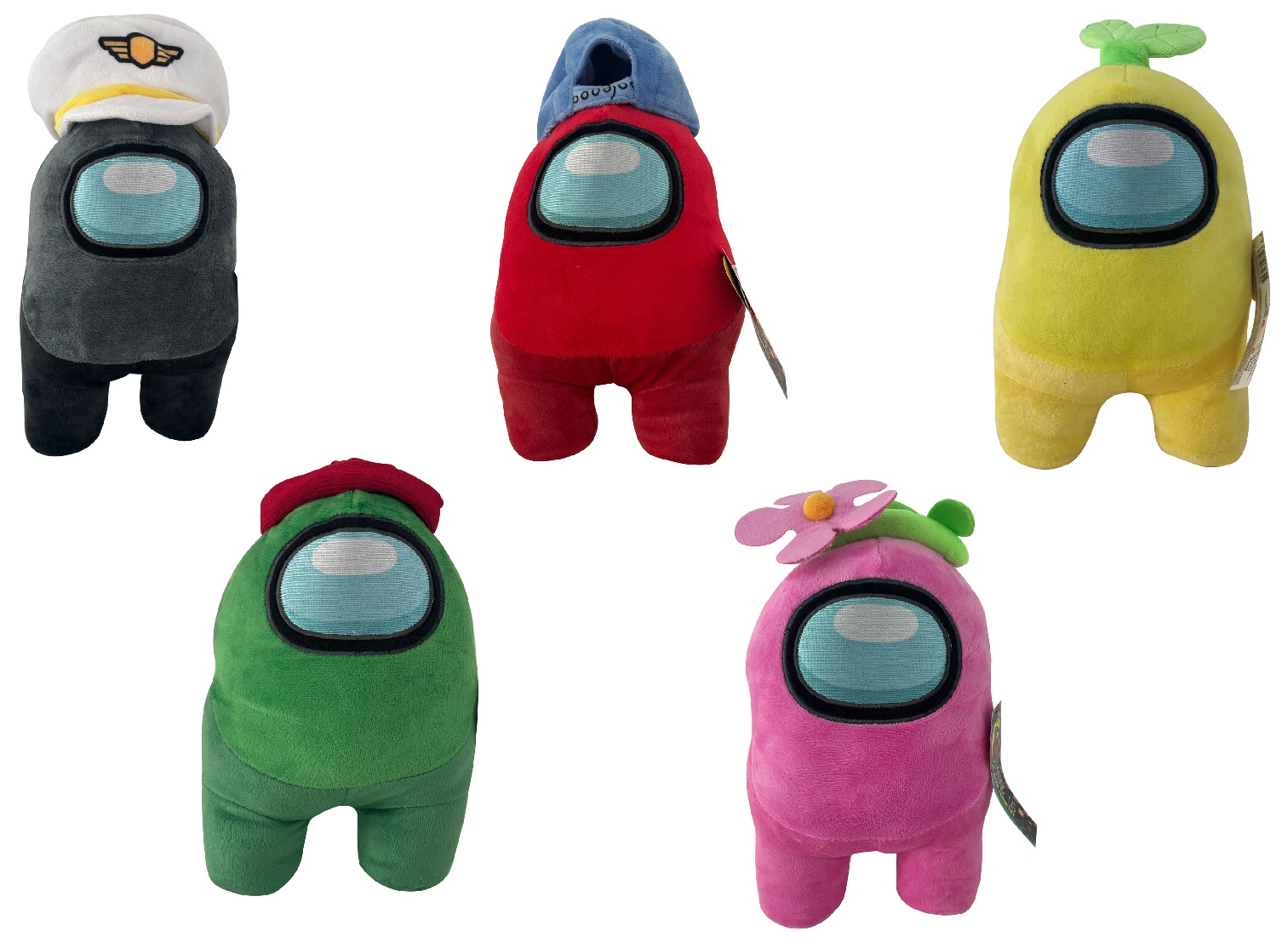 Plüsch Among Us - Plush Toy, Plüschfigur mit Kapitänsmütze, Kappe, Pflanzen oder Blumen, 100% Baumwolle, Plüschspielzeug, Sammelfigur, Auswahl