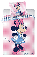 Disney Baby Bettwäsche Minnie Maus im blauen Kleid Schleife Punkte auf rosa Bettdecke 100x135 + Kopfkissen 40x60 cm, 100 % Baumwolle, Reißverschluss