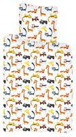 Baby Kinder Bettwäsche Tiere Giraffe Hund Katze Huhn Fuchs Kuh Bettdecke 100x140 + Kopfkissen 40x45 cm, 100% Baumwolle