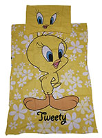 Baby-Wendebettwäsche Looney Tunes Tweety mit Blumenmotiv 100 x 135 cm, 100% Baumwolle