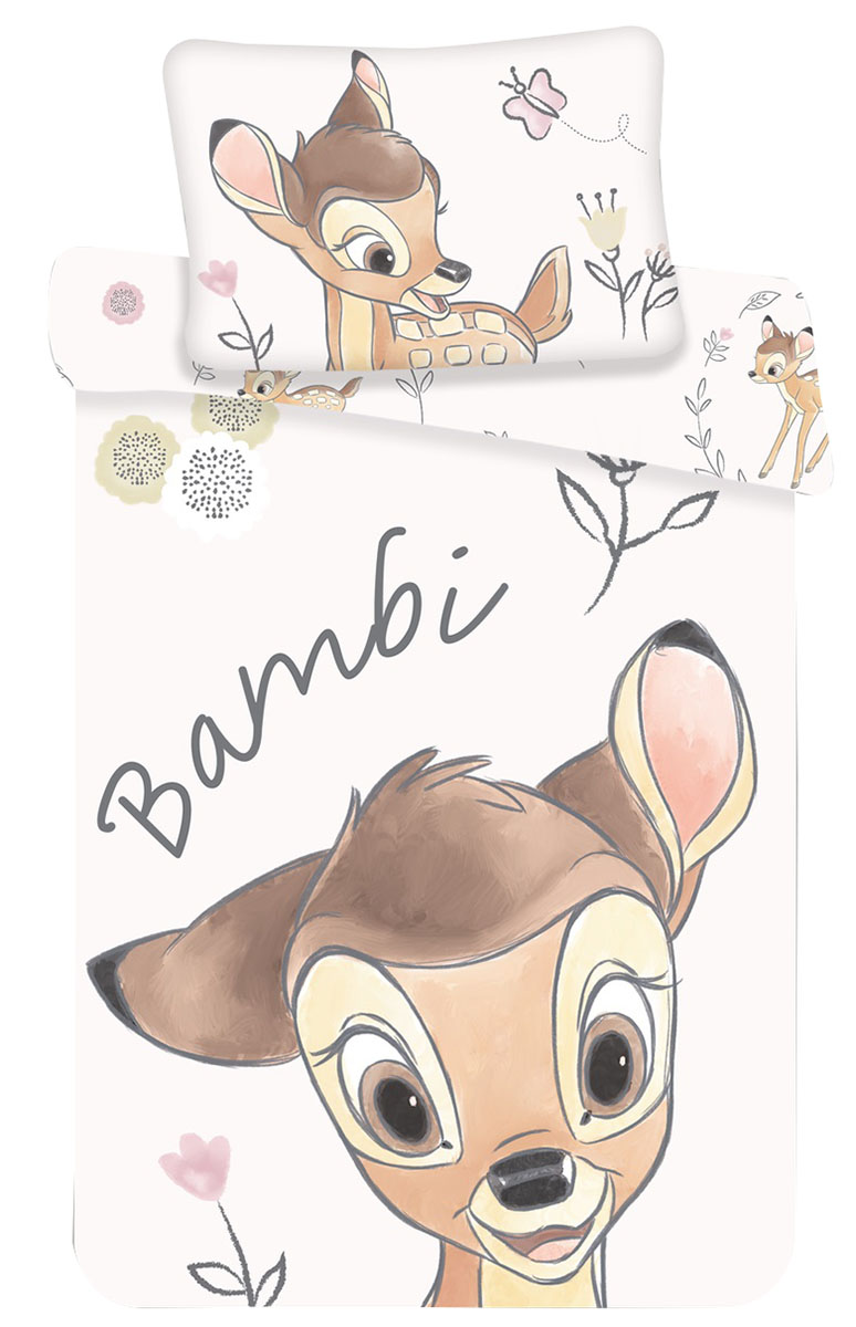 Bambi Baby Kinder Bettwäsche Set 100 x 135 cm + 40 x 60 cm 100 % Baumwolle