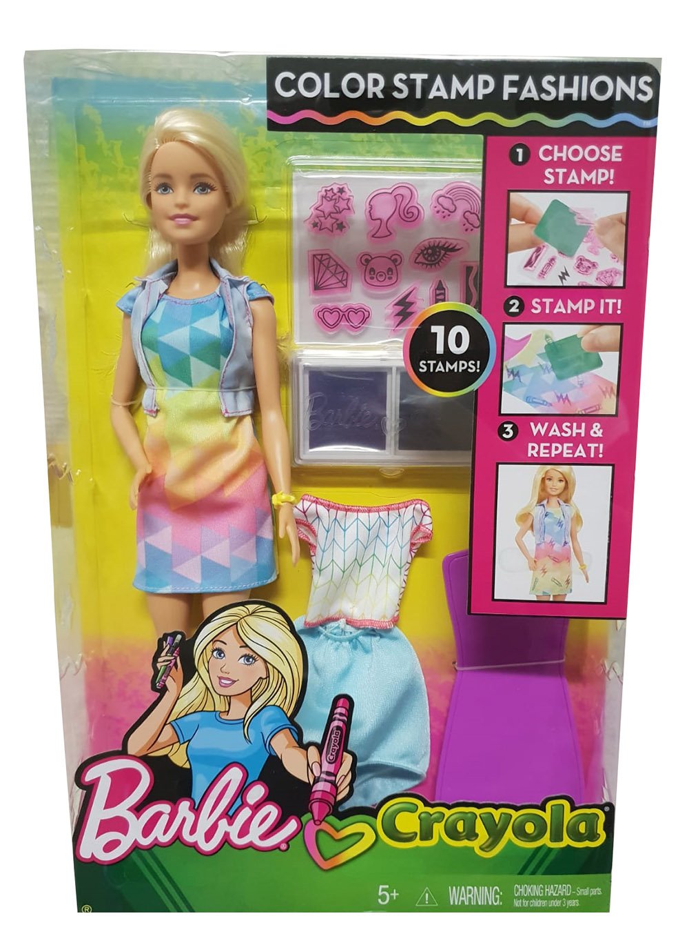 Mattel FRP05 Barbie Puppe - Mode-Set mit farbigen Stempeln zum selbst kreieren