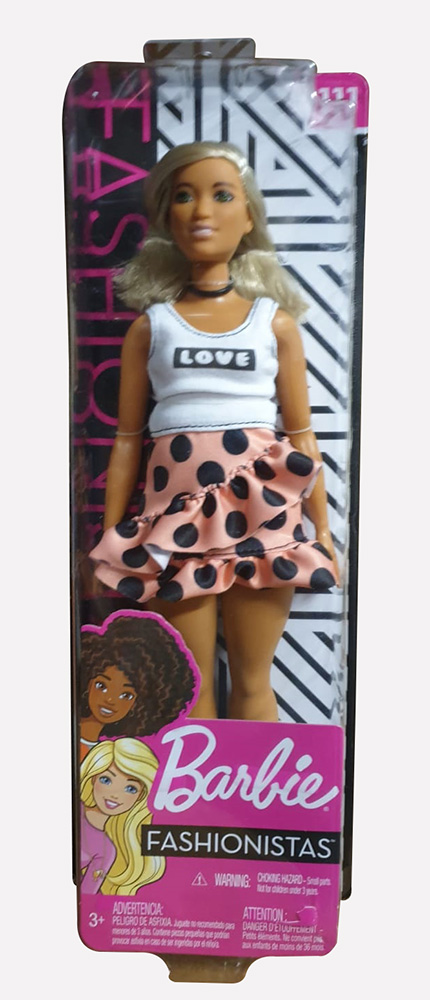 Barbie FXL51 Fashionistas Puppe, gepunktet, kurvig, weißes Haar