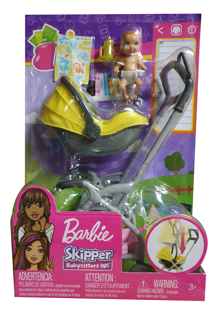 Barbie GFC18 - Skipper Babysitters, Incl. Puppe und Spielset, kleine Babypuppe m