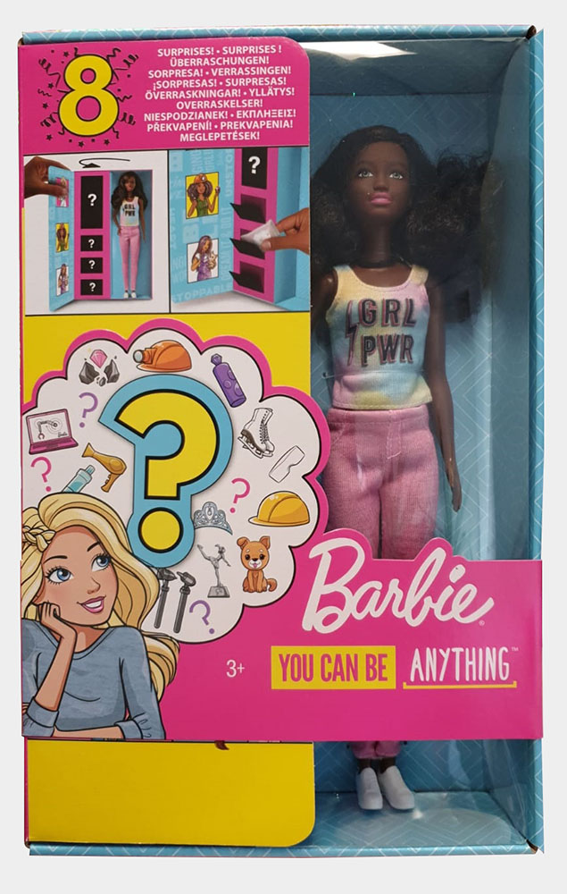Barbie GLH63 Karriere Puppe mit schwarzen Haaren und versch Outfits Überraschung