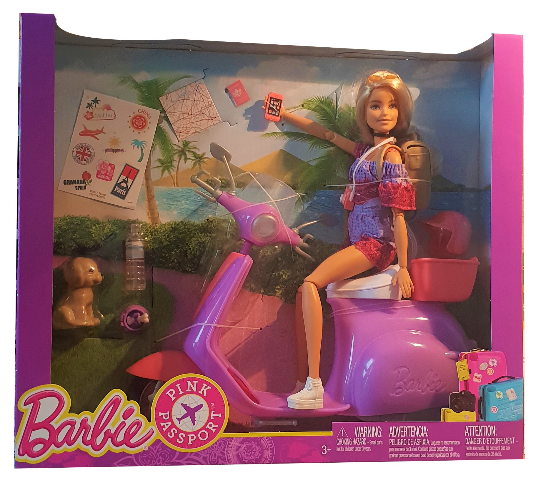 barbie pink passport scooter