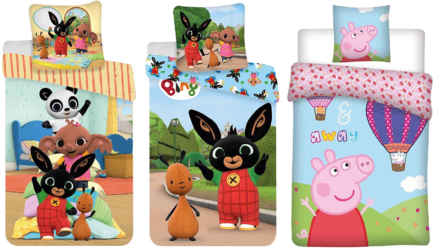 Baby Kinder Wendebettwäsche Bing Bunny oder Peppa Pig Bettdecke 100 x 135 + Kopfkissen 40 x 60 cm 100% Baumwolle (Auswahl)
