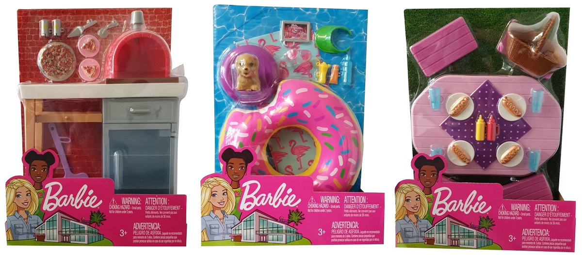 Barbie Möbel-Set Thema Flamingo, Outdoor, Steinpizzaofen u. Zubehör (Auswahl)