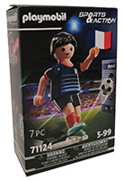 Playmobil 71124 Sports & Action Fußballspieler 7,5 cm Frankreich Trikot Torwand Kickfunktion Fußball Rasensport Ball Spieleset