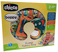 Chicco 10856 Bobby Animal Tummy Time Spielkissen für Babys mit abnehmbaren Spielzeug Tiermotiv Eule Affe Elefant