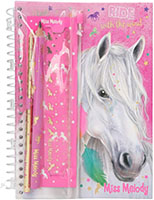 Depesche 8942 Miss Melody Notizbuch Tagebuch Motiv Pferd 15 x 21 cm, mit kleiner Federmappe inclusive Radierstift, Lineal, Bleistift, für Mädchen