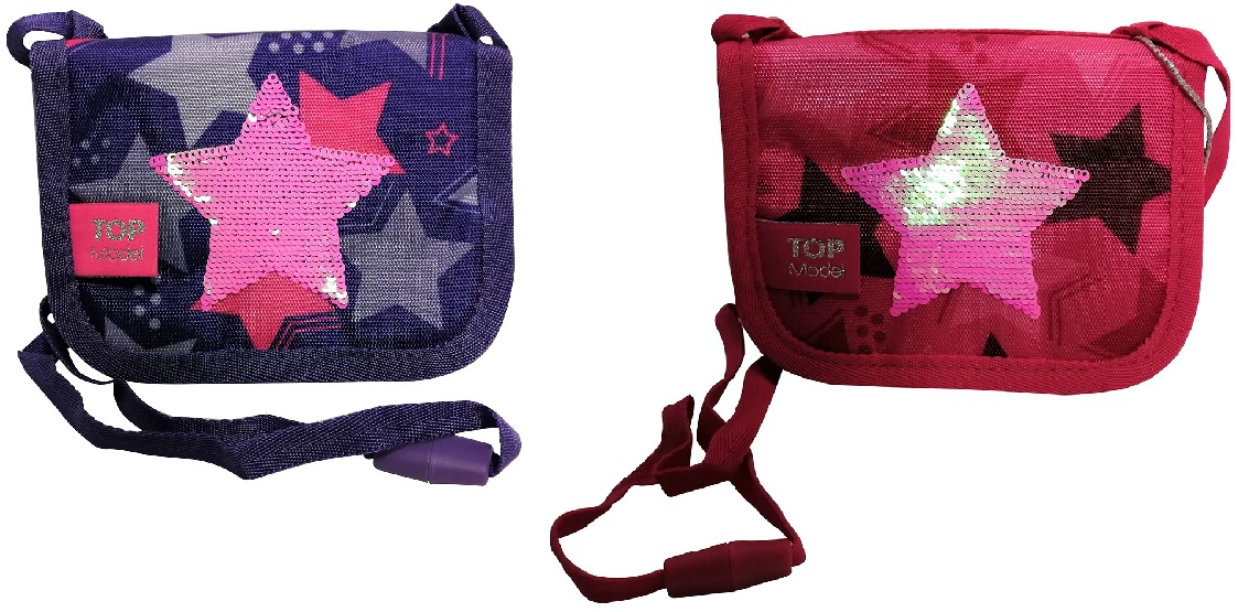 Depesche TOP Model Brustbeutel mit Streichpailletten Stern Lila oder Pink 13 x 2,5 x 10 cm 100% Polyester (Auswahl)