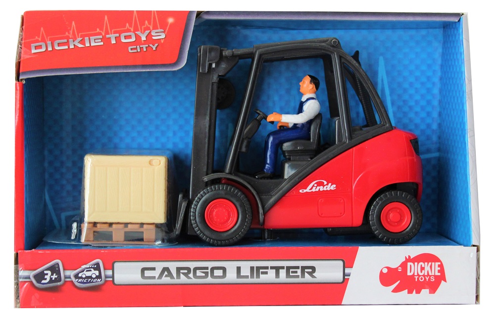 Dickie Toys City Cargo Lifter Linde Gabelstabler mit Fahrer