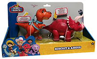 Dino Ranch DNR0008 Biscuit T-Rex Orange & Angus Triceratops Rot Dinosaurier Dinos Urzeitmonster bewegliche Spielfiguren 15 cm