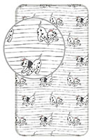 Disney 101 Dalmatiner Spannbettlaken Betttuch Hunde, weiß mit schwarzen Streifen 90x200+25 cm 100% Baumwolle