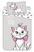 Disney Baby Kinder Bettwäsche Marie Cat Grau I Woke Up Like This Katze Kätzchen Aristocats Weiße Punkte Schleife Bettdecke 100 x 135 + Kopfkissen 40 x 60 cm, 100% Baumwolle