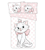 Disney Baby Kinder Bettwäsche Marie Cat Weiß Katze Kätzchen Aristocats Rosa Punkte Schleife Bettdecke 100 x 135 + Kopfkissen 40 x 60 cm, 100% Baumwolle