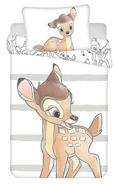 Disney Bambi Babybettwäsche Kinderbettwäsche Rehkitz, Bettdecke 100 x 135 cm + Kopfkissen 40 x 60 cm 100% Baumwolle
