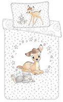 Disney Baby Kinder Bettwäsche Reh Bambi und Hase Klopfer mit Sternenmuster Bettdecke 100x135 + Kopfkissen 40x60 cm 100% Baumwolle