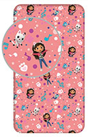 Disney Gabby´s Dollhouse Kinder Bettlaken Betttuch Spannbettlaken Gabby Pandy Cat Rat MeerKat 90 x 200 + 25cm, 100 % Baumwolle