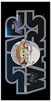 Disney Handtuch Star Wars The Mandalorian mit Baby Yoda Galaxie Raumschiff TIE Fighter Star Destroyer, Schwarz 70x140 cm 100% Baumwolle