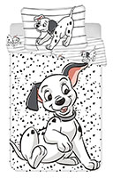 Disney Kinder Baby Bettwäsche 101 Dalmatiner Hund Lucky schwarz weiß Bettdeckenbezug 100x135 cm, Kopfkissenbezug 40x60 cm, 100% Baumwolle