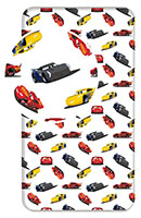 Disney Pixar Cars Kinder Spannbettlaken Weiß Lightning McQueen Dinoco Cruz Ramires Jackson Storm Autos Rennen 90x200+25 cm 100% Baumwolle