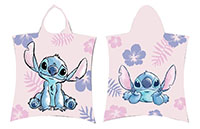 Disney Lilo und Stitch Badeponcho Kinder Poncho mit Kapuze Pink Blumen 50 x 115 cm 100% Baumwolle