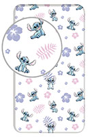 Disney Lilo und Stitch Spannbettlaken Betttuch Spannbetttuch Stitch Blumen Blätter 90 x 200 + 25 cm 100% Baumwolle