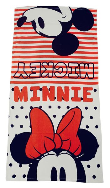Disney Mickey und Minnie Maus Handtuch Rot/Weiß gestreift 70 x 140 cm