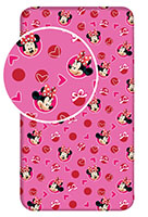 Disney Minnie Bettlaken Betttuch Spannbettlaken Haarschleife Herz Pink 90 x 200 + 25cm, 100% Baumwolle