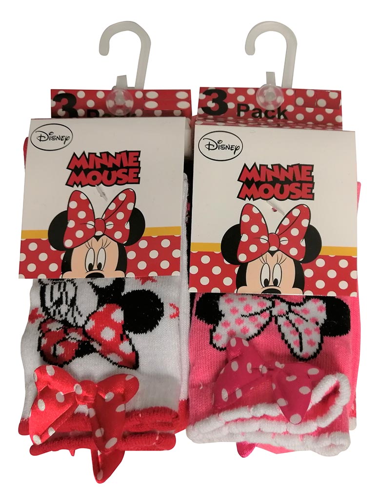 Disney Minnie Maus 6er Set Socken mit Schleifen Weiß/Rosa für Mädchen (23/26)