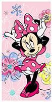 Disney Minnie Mouse Kinder Handtuch Badetuch Saunatuch "Pink Bow" mit Blumen 70 x 140 cm 100 % Baumwolle