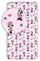 Disney Minnie Mouse Spannbetttuch Betttuch Spannbettlaken Herzen Blumen 90 x 200 cm +  25 cm 100% Baumwolle