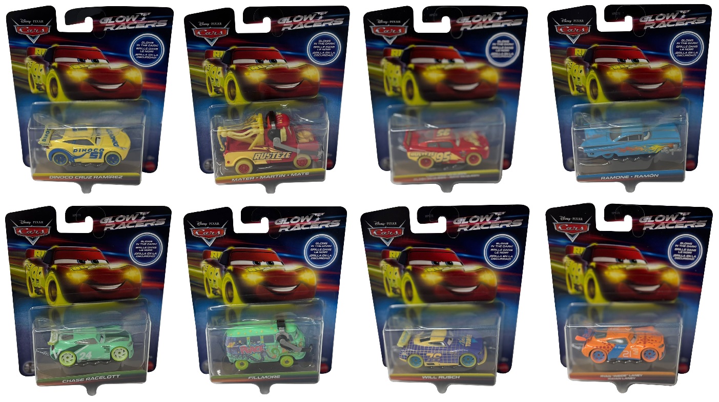 Disney Cars Glow Racers Cruz Ramires Martin Lightning McQueen Ramone Fillmore, Fahrzeuge leuchten im Dunkeln, Sammel-Edition, Auswahl