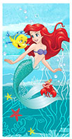Disney Princess Handtuch Ariel die Meerjungfrau Fisch Fabius Krabbe Sebastian Ozean Wasser Seesterne Algen Strandtuch Badetuch 70 x 140 cm 100% Baumwolle