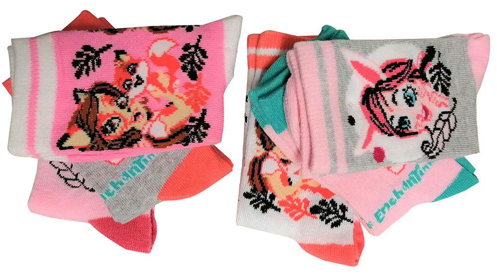 Enchantimals 6er Pack Socken für Kinder, Mädchen Grau Rosa Weiß Größe 23/26