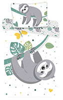 Baby Bettwäsche Set Sloth das Faultier mit Punkten Liane Schmetterling Herz Bettdecke 100 x 135 + Kopfkissen 40 x 60 cm, 100 % Baumwolle