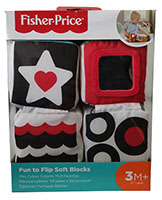 Fisher-Price GFC37 Fun to Flip Soft blocks - Babys, 4 weiche Spielwürfel, Motorikspielzeug mit Formen und Tieren