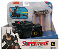 Fisher-Price HGL19 DC League of Super Pets Batmobil aufziehbar mit Abschussfunktion Ace Bat-Hund Spielfiguren Set