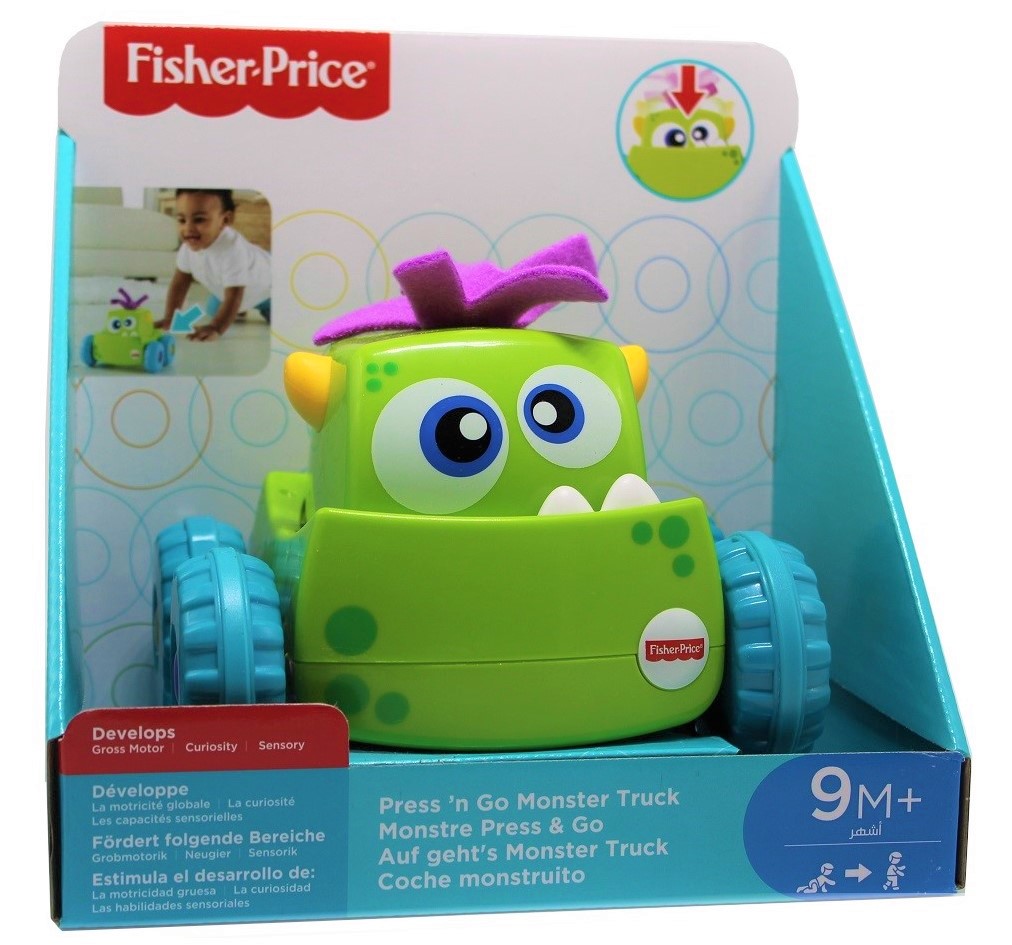 Fisher-Price grüner Monster-Truck mit Rollbewegung für Kleinkinder