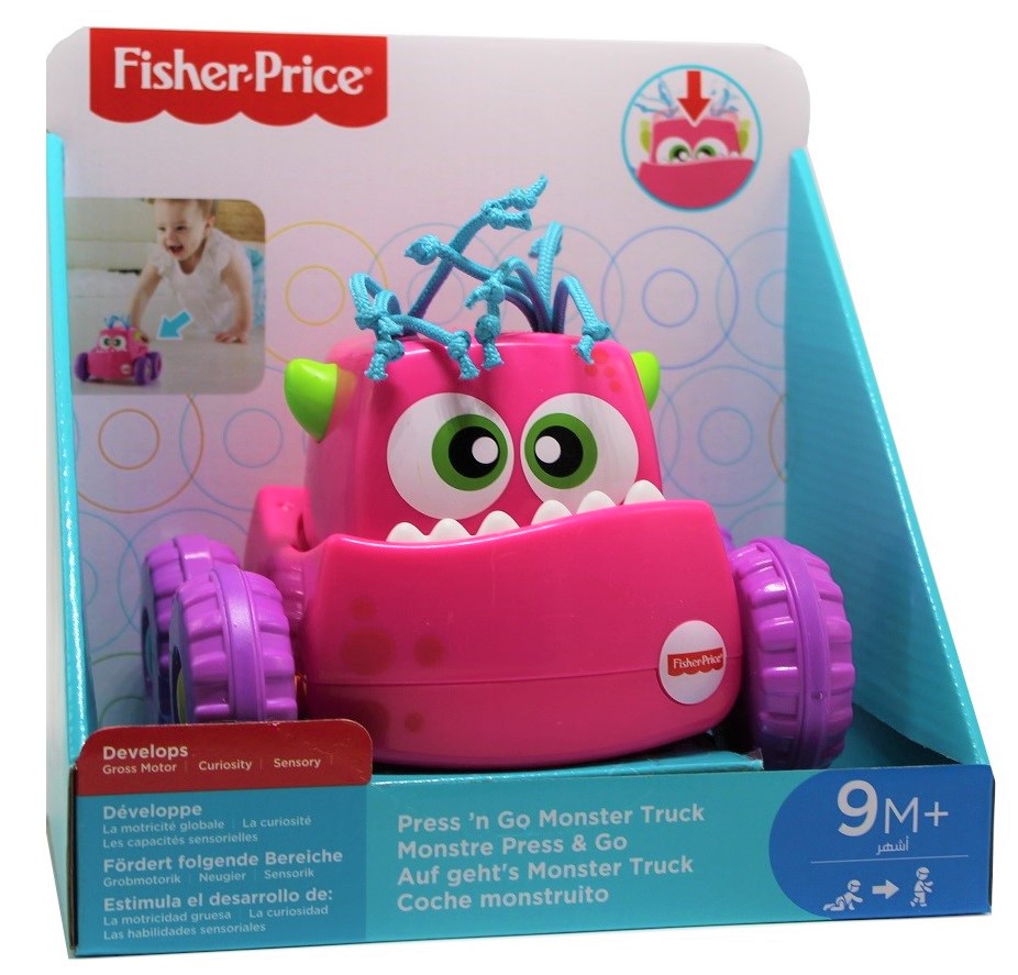Fisher-Price pinker Monster-Truck mit Rollbewegung für Kleinkinder
