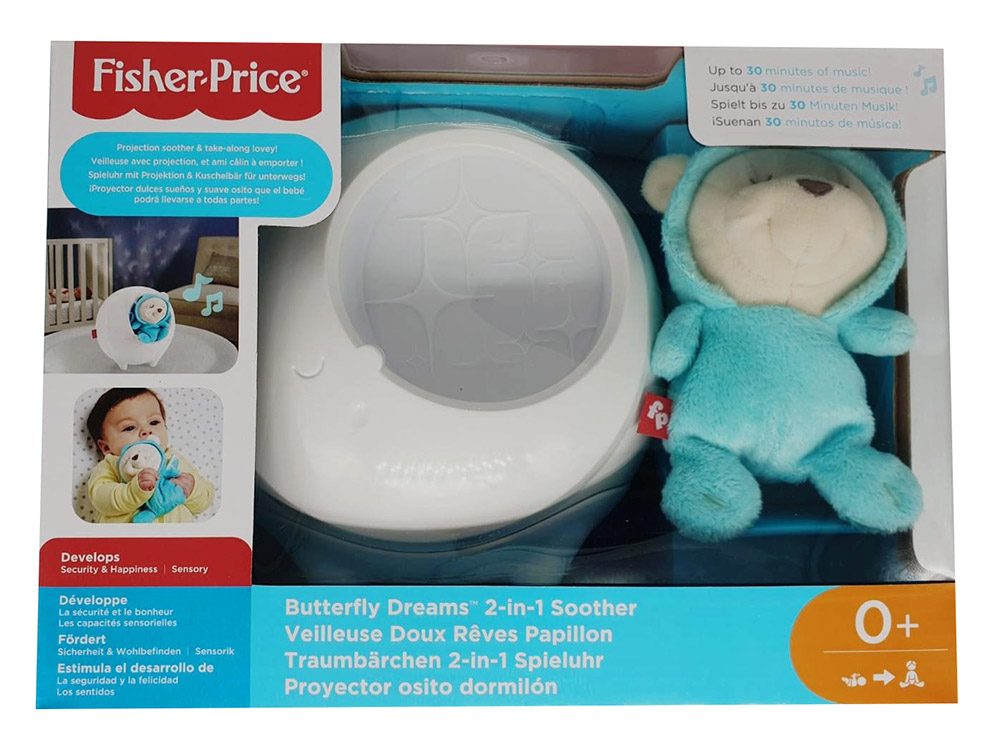 Fisher-Price Traumbärchen (Blau) 2in1 Spieluhr für Babys