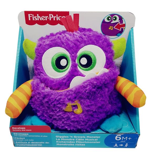 Fisher-Price kicherndes kuscheliges Plüschmonster mit Sound lila für Kleinkinder
