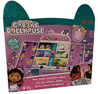Gabby's Dollhouse, MIAU-tastisches Spiel, 41 Anstecker, Spielbrett, Würfel mit Becher, Spielfiguren, Raumkarten, Spin Master Games