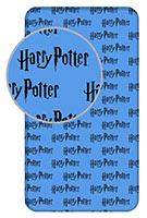 Harry Potter Bettlaken Spannbetttuch Spannbettlaken blau mit Logo, 90 x 200 + 25 cm, 100% Baumwolle
