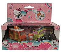 Dickie Toys 253242000 Hello Kitty Dazzle Dash 2er Pack Spielfiguren Set Kitty mit Orange Truck und Chococat mit Ice Cream Coupe für Kinder