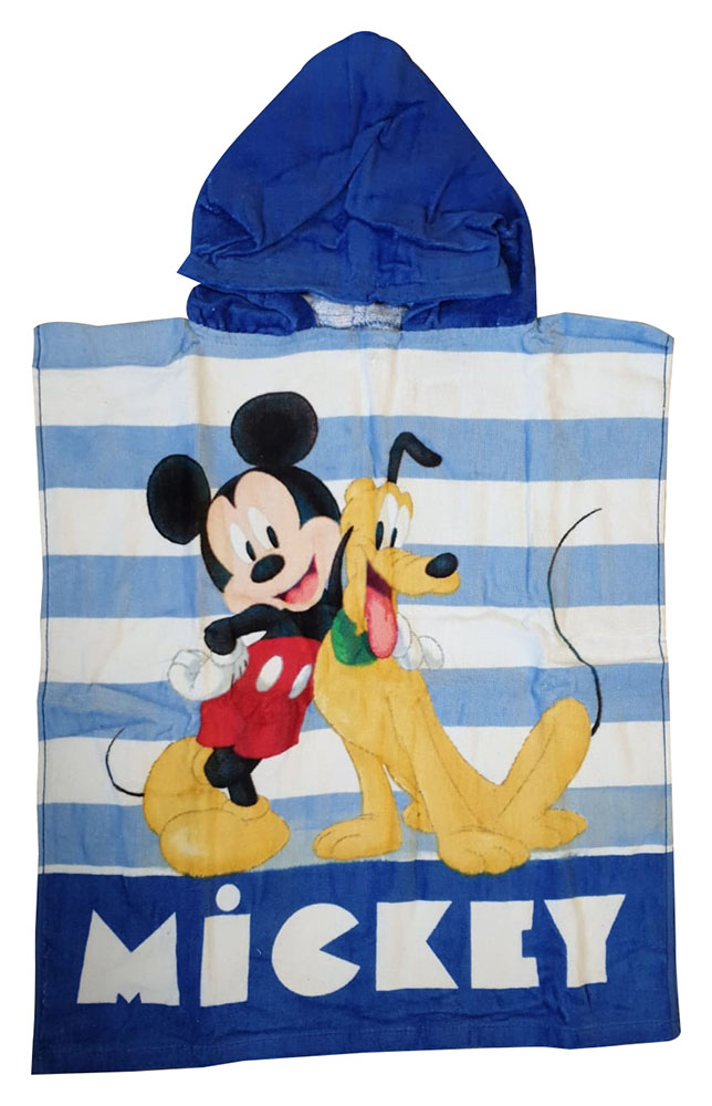 Bade-Poncho mit Kapuze Disney Mickey Maus Pluto, 50 x 115 cm, 100% Baumwolle